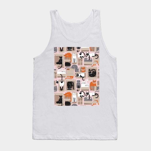 Purfect feline architecture // pattern // background cute cats in cardboard boxes Tank Top by SelmaCardoso